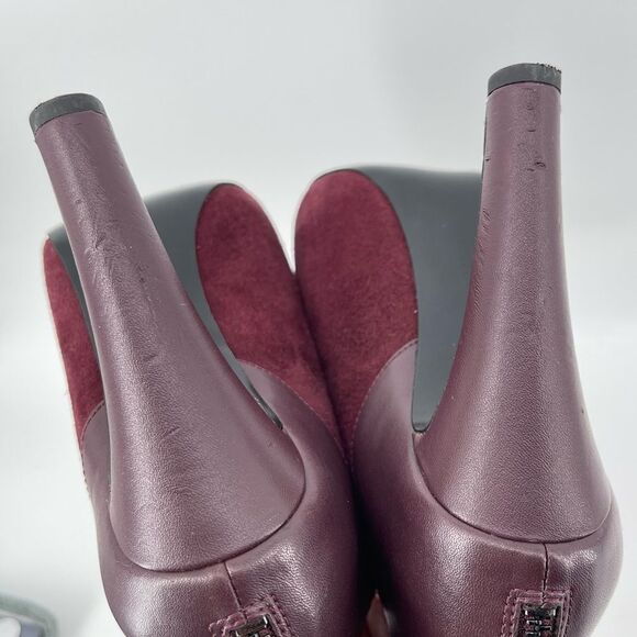 Nine West Brienne Women’s Wine Plum Leather Suede Rear Zip Heeled Booties 6.5 - Picture 8 of 16